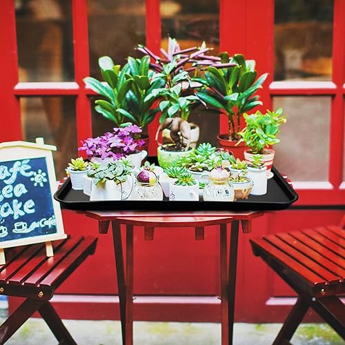 Miniatura 4 de Bandeja grande de plástico negro, bandeja rectangular multiusos, paquete de 4, 25.24 pulgadas de largo x 17.6 pulgadas de ancho