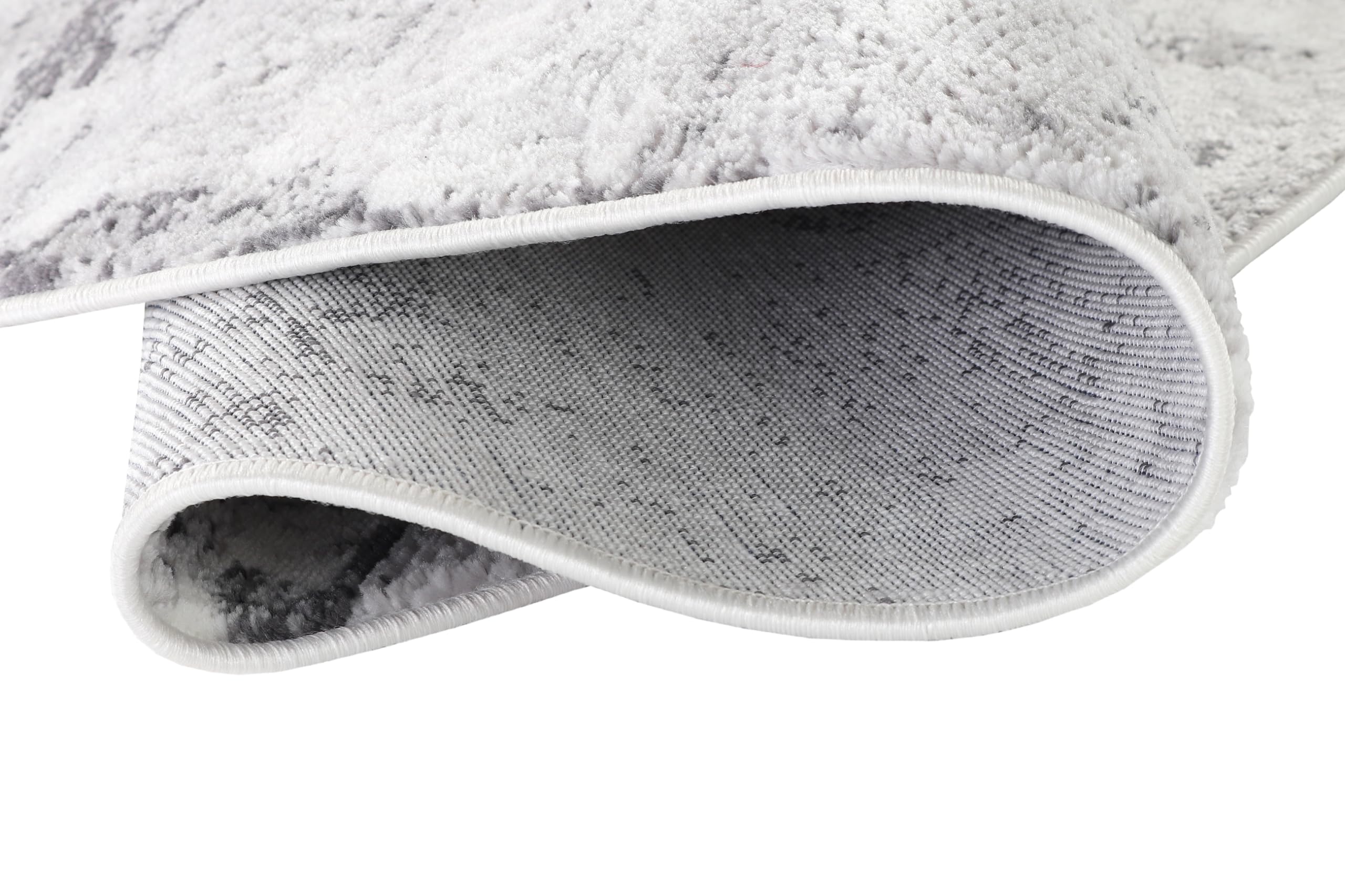 TAPISO Sky Rond Tapis Poils Courts Vintage Gris Clair Crème Moucheté Rayures Tapis Salon Chambre Aspect 3D Oeko-TEX Résistant 240 x 240 cm