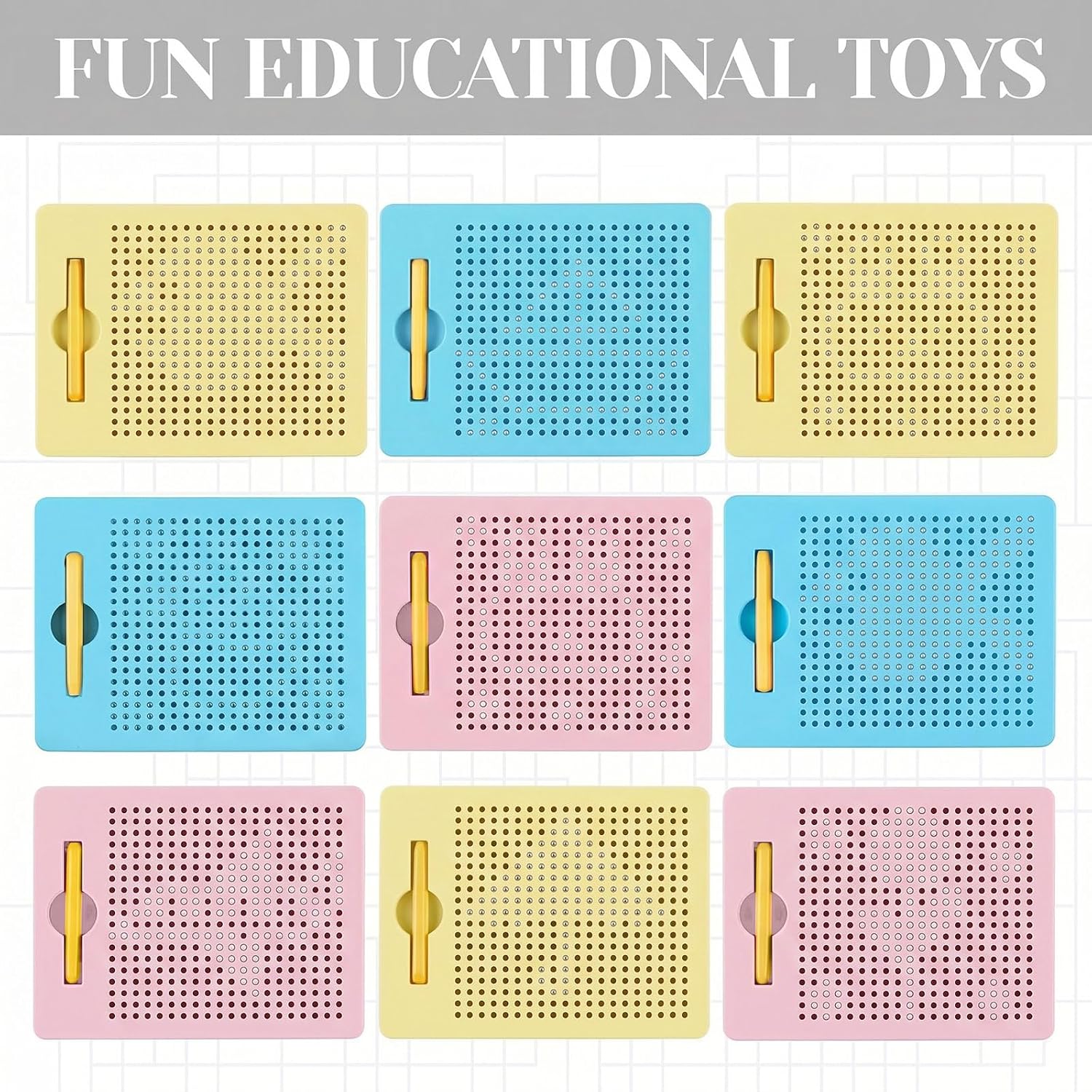 Yexiya 3 Pcs Magnetic Drawing Board for Kids, Toddler Travel Drawing Kit Magnet Sketch Thread Board with Stylus Pen and Beads Toy for Child Quiet Time Activities (7 x 8.5 Inches,Multicolor 4)