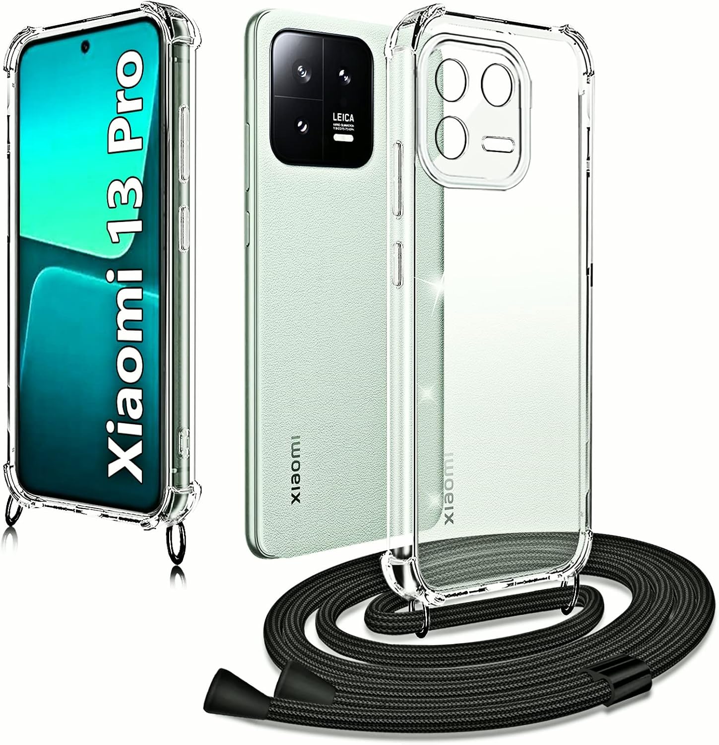 XCYYOO Funda con Cuerda para Xiaomi 13 Pro Carcasa para con Correa Colgante para Llevar en el Cuello Tapa Colgar Movil Cuello Cordones Ajustables Antigolpes Case Funda para Xiaomi 13 Pro