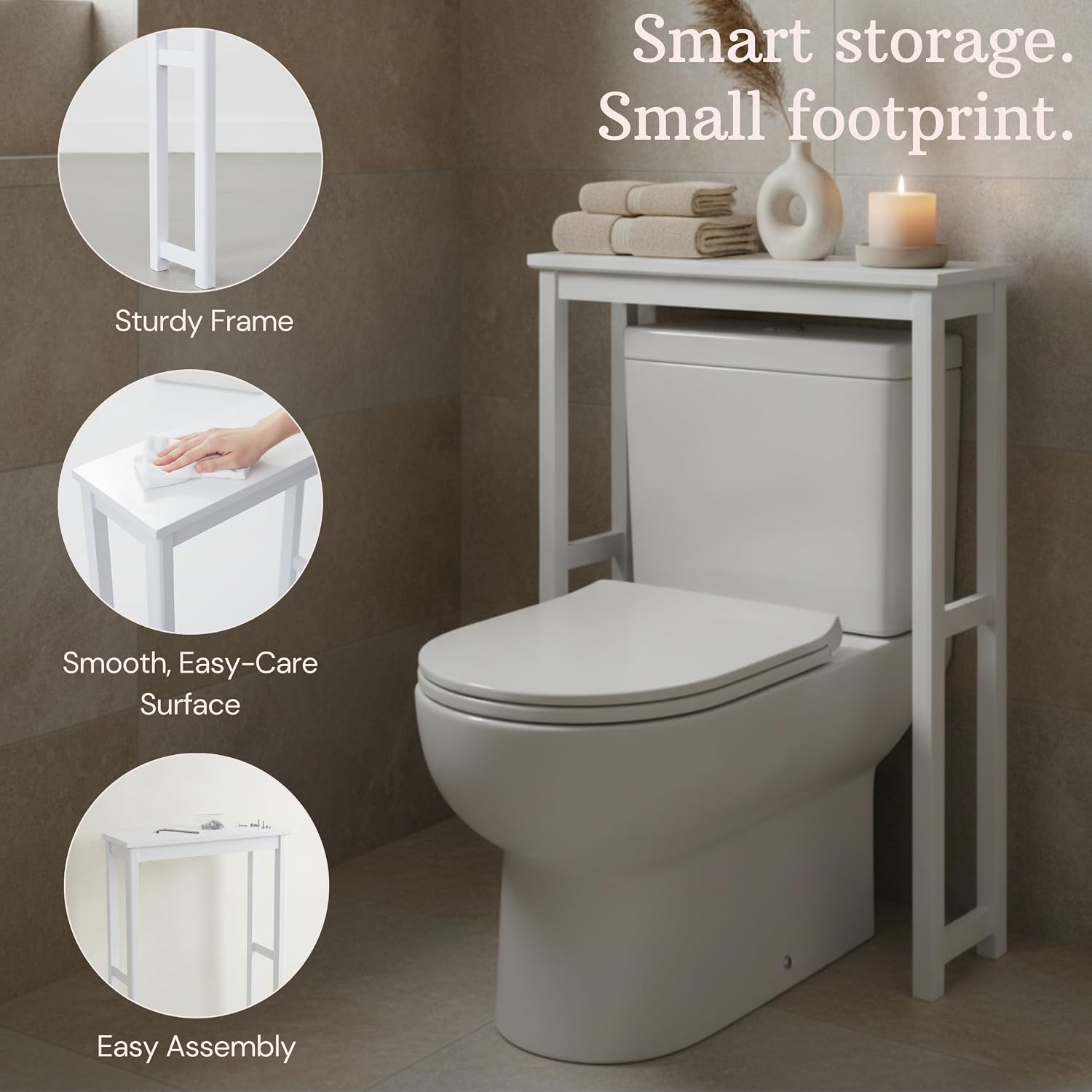 Alaterre Dorset Over the Toilet Storage Shelf, White, 27" W x 37" H
