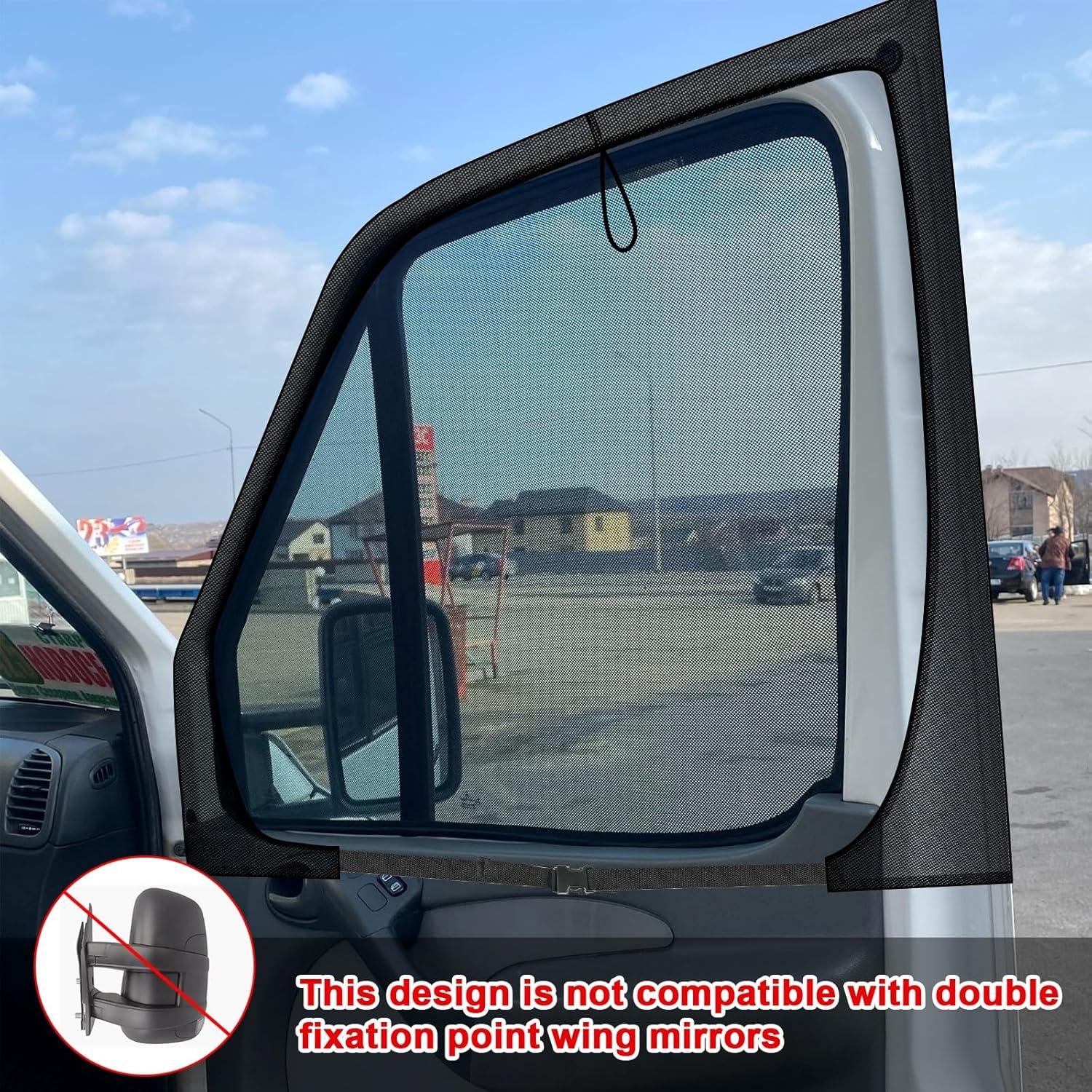 Magnetic Van Window Screens, 47 x 33 inches Front Door Bug Screens (Pair), Universal Size for Transit Van, Promaster, Sprinter and Other Vans & Cars, Keeps Bugs Out Magnetic Bug Mesh, Easy to Install