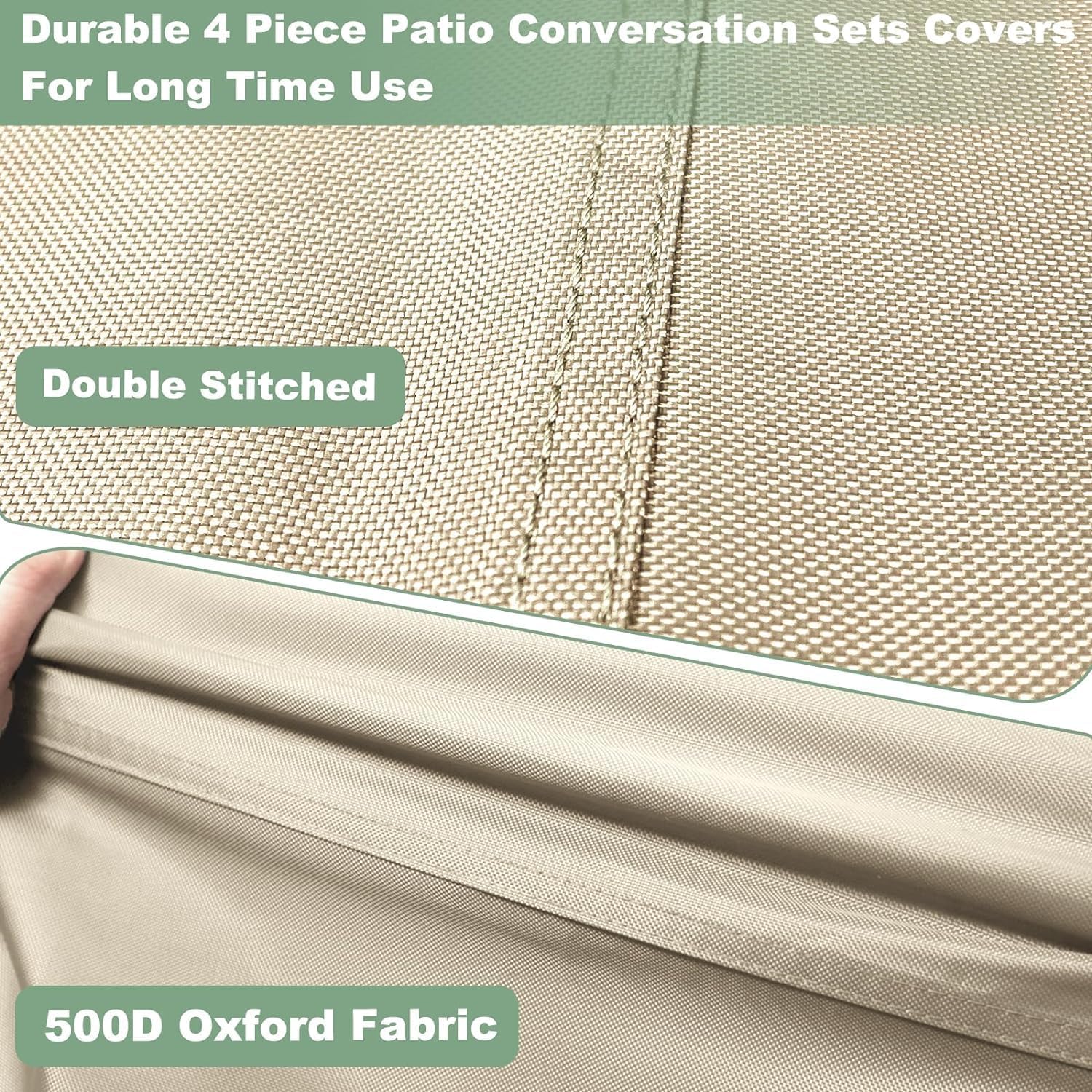 Gasadar Patio Furniture Cover , Outdoor Furniture Covers Waterproof for Patio Loveseat, Chair and Coffee Table, Beige & Brown