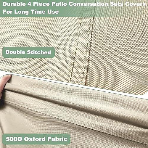 Miniatura 3 de Gasadar Funda para muebles de patio, fundas impermeables para muebles de exterior, sofá biplaza, silla y mesa auxiliar, beige y marrón
