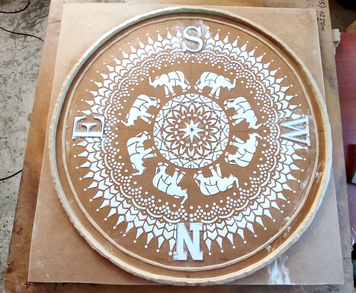 Polyurethane Mat Stamp COMPASS INDONESIA | Concrete Cement Stamping Pattern Imprint Decorative Texture Form Mold Tool Texturing