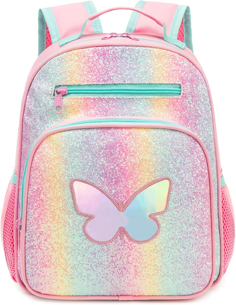 Toddler Backpack for Girls 2-4,Preschool Kindergarten Butterfly Backpacks,Small Backpack for Kids,Toddler Bookbag with Chest Strap — 사진 1