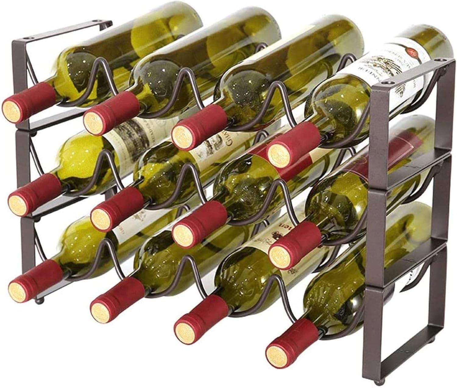 Bottle Rack Iron 3 Tier Wine Shelf Free Standing Modern Design Wine Bottle Holder Stand Cabinet Living Room Bar Display for Bars Restaurants Kitchens (Size : 45 * 17cm)