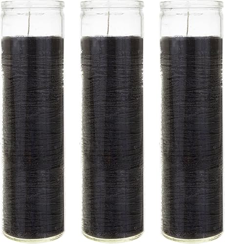 Mega Candles 3 velas de cristal de oración devocional negra sin perfume, de 7 días, velas de cera de alta calidad de 2 x 8 pulgadas, ideal para