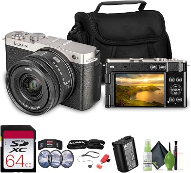 Panasonic Lumix S9 Mirrorless Camera with 18-40mm f/4.5-6.3 Lens Silver + 64GB Memory Card + 62mm 3 Piece High Resolution Filter Kit + USB Card Reader,SD/microSD + More