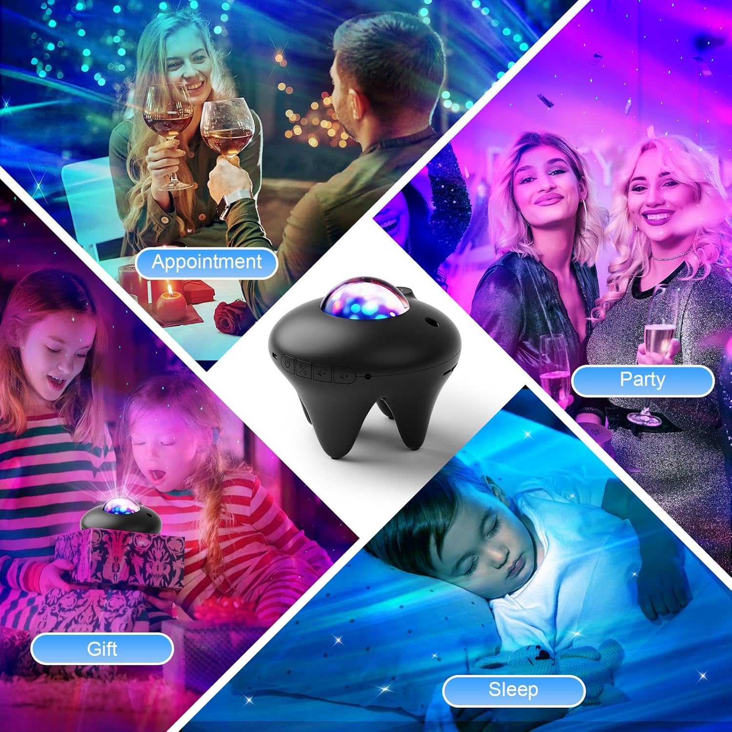 Galaxy Moon Projector, Star Night Light Projector with Bluetooth Connection for Music and Timer and Remote Control for Kids Adults Bedroom Party Bar Decoration (Black)