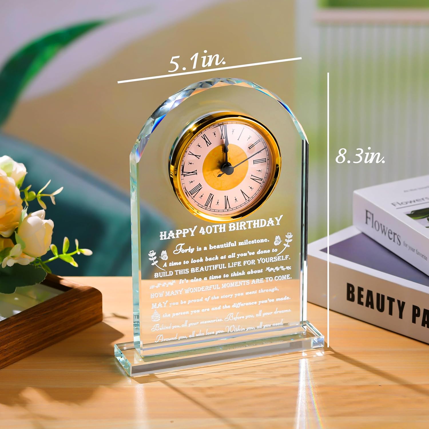 Movdyka 40th Birthday Gifts for Women Men - Crystal Clock Gifts Personalized 1986 40 Year Old Birthday Present for Her Him - Happy 40th Birthday Gifts Ideas for Mom Dad Unique
