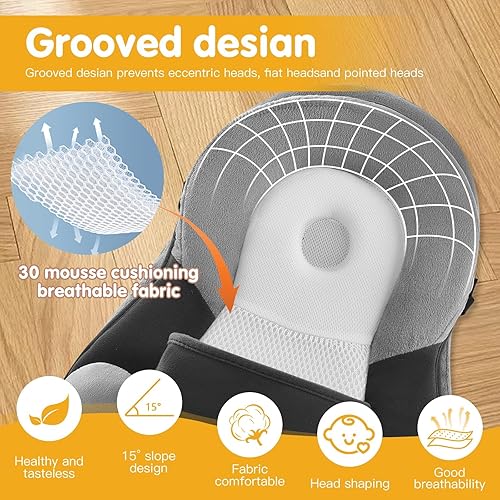 Miniatura 5 de Almohada de alimentación infantil Almohada de lactancia cómoda almohada de alimentación para bebés y meses (gris-1, talla única)