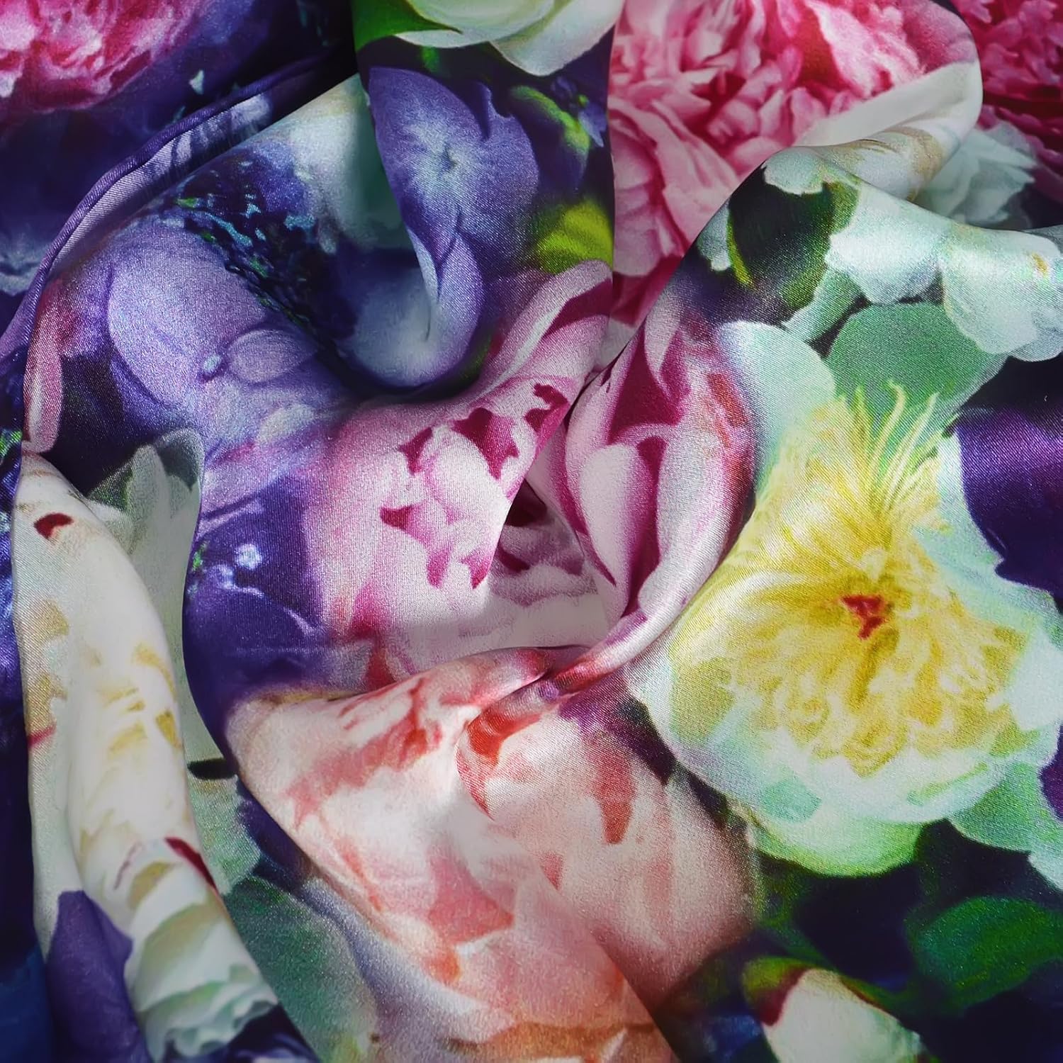 100% Mulberry Silk Scarf for Women Neck Oblong Headscarves Long Floral Print Lightweight Silk Wraps Shawls 67"*20" - Image 3