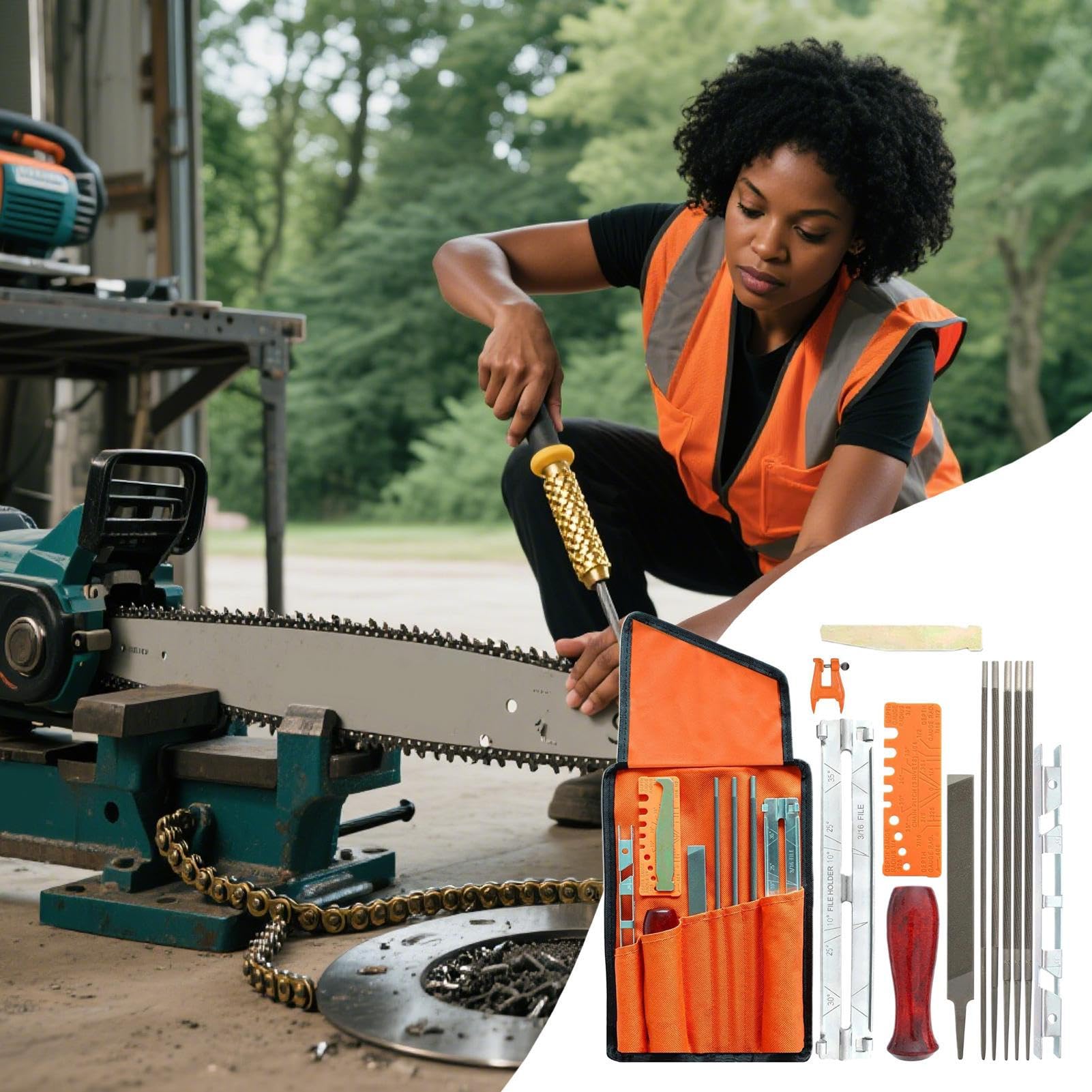 Afilador De Motosierra Accesorios Amoladoras Mantenimiento Procesamiento | Set De 14 Limas Para Motosierra Accesorios Del Hogar Jardín Patio Mantenimiento Reparaciones