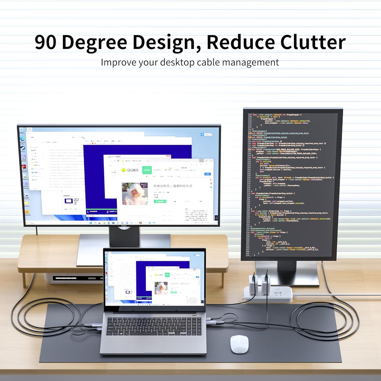 90 Degree HDMI to USB C Cable 8.2ft 4K@60Hz, Support Touch, HDMI to Type C Converter Cord(Male to Male), Compatible with Xreal Air, Nreal Air, Steam Deck Dock, PS5, Xbox, Portable Monitor
