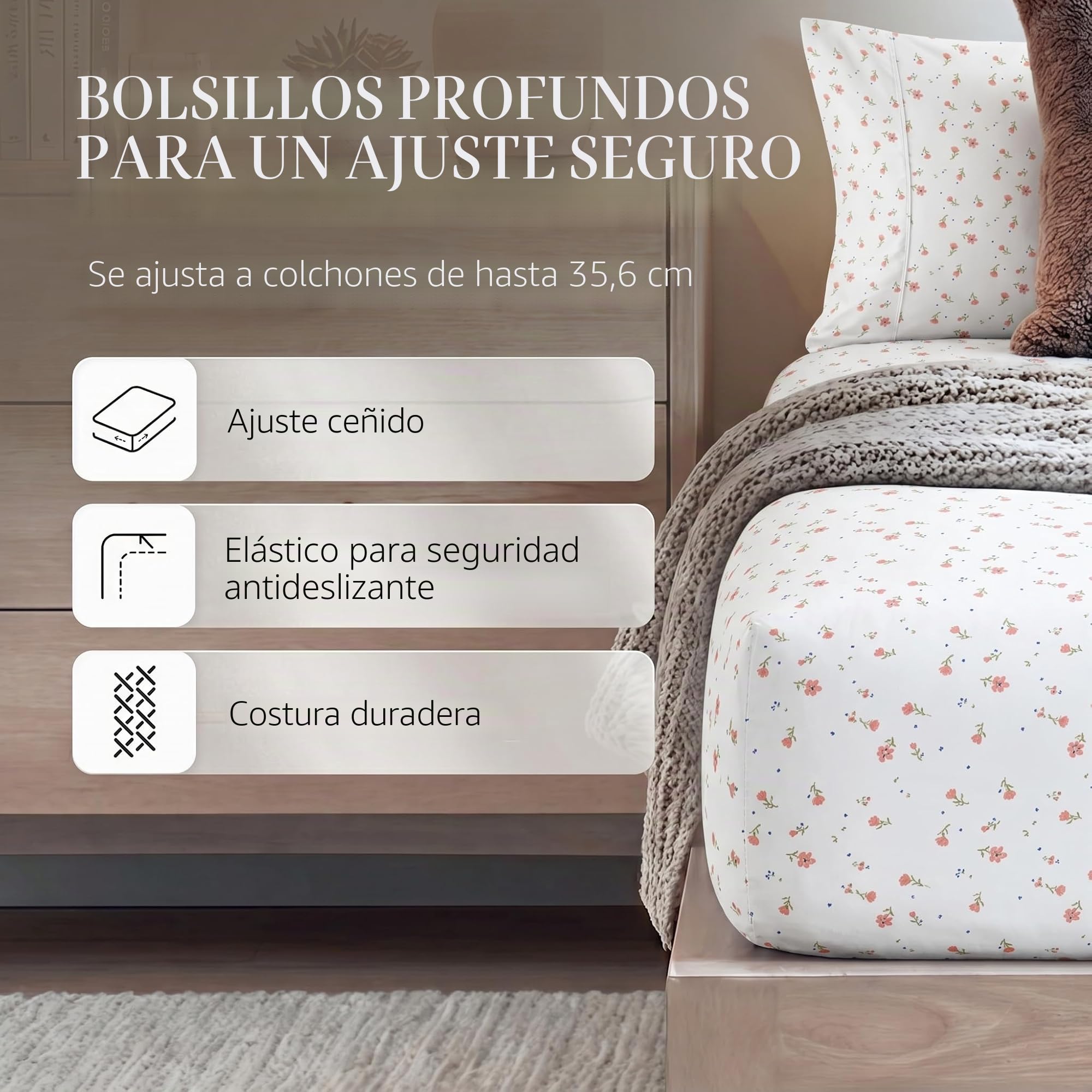 Linen Market LM Pattern 4PC Juego de sábanas, Microfibra, Rosa Floral, Matrimonio Doble