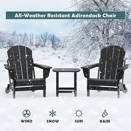 Miniatura 6 de TORVA Silla Adirondack plegable, silla para fogata, sillas de patio al aire libre, resina de polietileno de alta densidad a prueba de todo tipo de