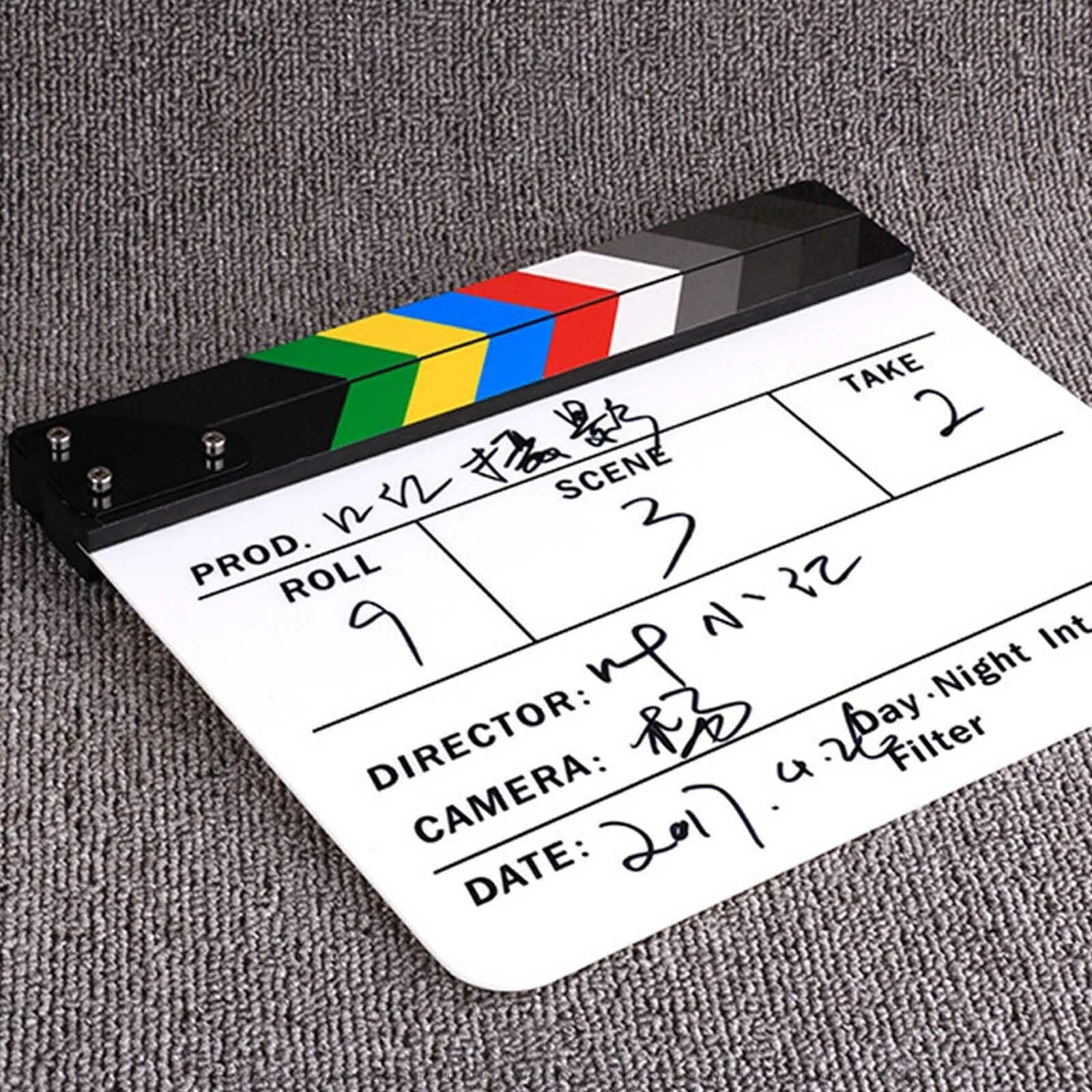 Clapperboard de film en acrylique effaçable à sec pour appareil photo, studio de cinéma, maison