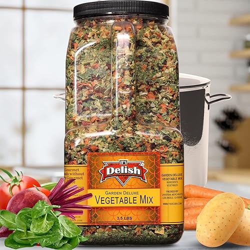 Miniatura 2 de Garden Deluxe - Mezcla de sopa de verduras de It's Delish, jarra de tamaño de galón de 3.5 libras, 16 verduras deshidratadas naturales para fideos