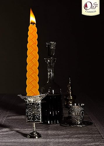 Miniatura 4 de OHR CANDLES Vela Havdalah de cera de abeja trenzada, vela de cera de abejas puras, regalo de judaica de Shabat, trenza plana, paquete de 2 unidades