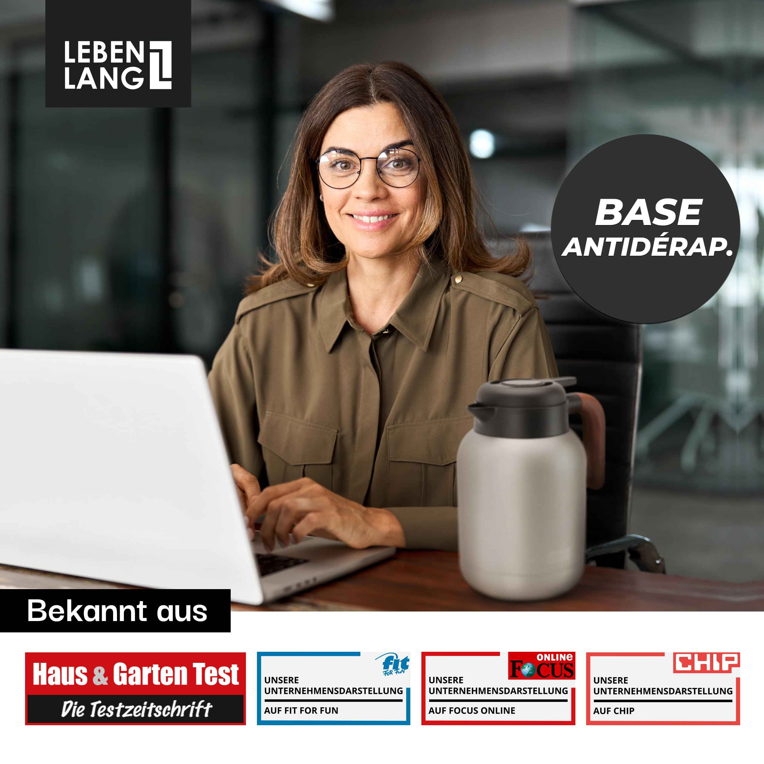 LEBENLANG Thermos café 1,5L Gris - Revêtement céramique & sans BPA I 24h au chaud & Incl. passoire à thé I Bouteille isotherme Pichet cafe inox Termos carafe isotherme Bouilloire