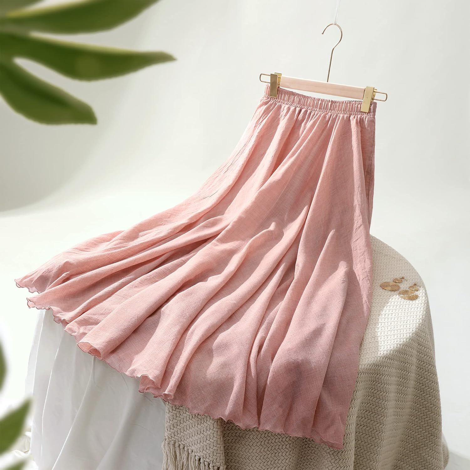 Ezcosplay Women Bohemian Beach A-Line Dress Double Layer Elastic Waist Long Maxi Skirt - Image 3