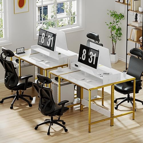 Miniatura 10 de MINOSYS Escritorio para computadora, escritorio para juegos de 43 pulgadas, escritorio de oficina en casa con almacenamiento, escritorio pequeño con