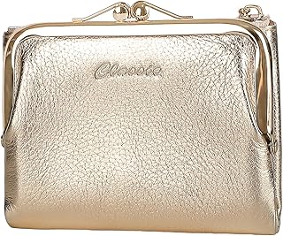 [imeetu] がま口財布 本革 レディース 二つ折り財布 旅行財布 大容量 柔らかい 小銭入れ付き 牛本革 軽量 多機能 コンパクト カジュアル （箔レザー ゴールド）