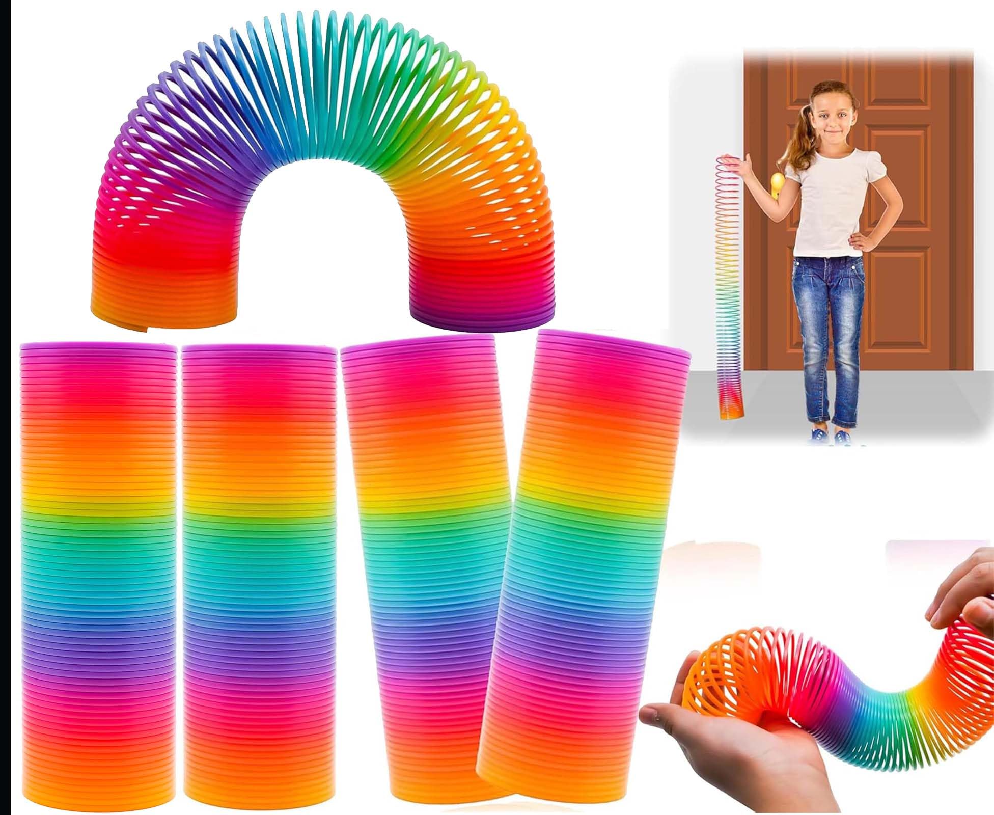 HOVUK 5x Extra Large Rainbow Slinky Spring Toys 15cm Stretchy Sensory Fidget Coil Toy Set for Kids Adults Walking Spring Stress Relief Classroom Rewards Party Favours Gift Set