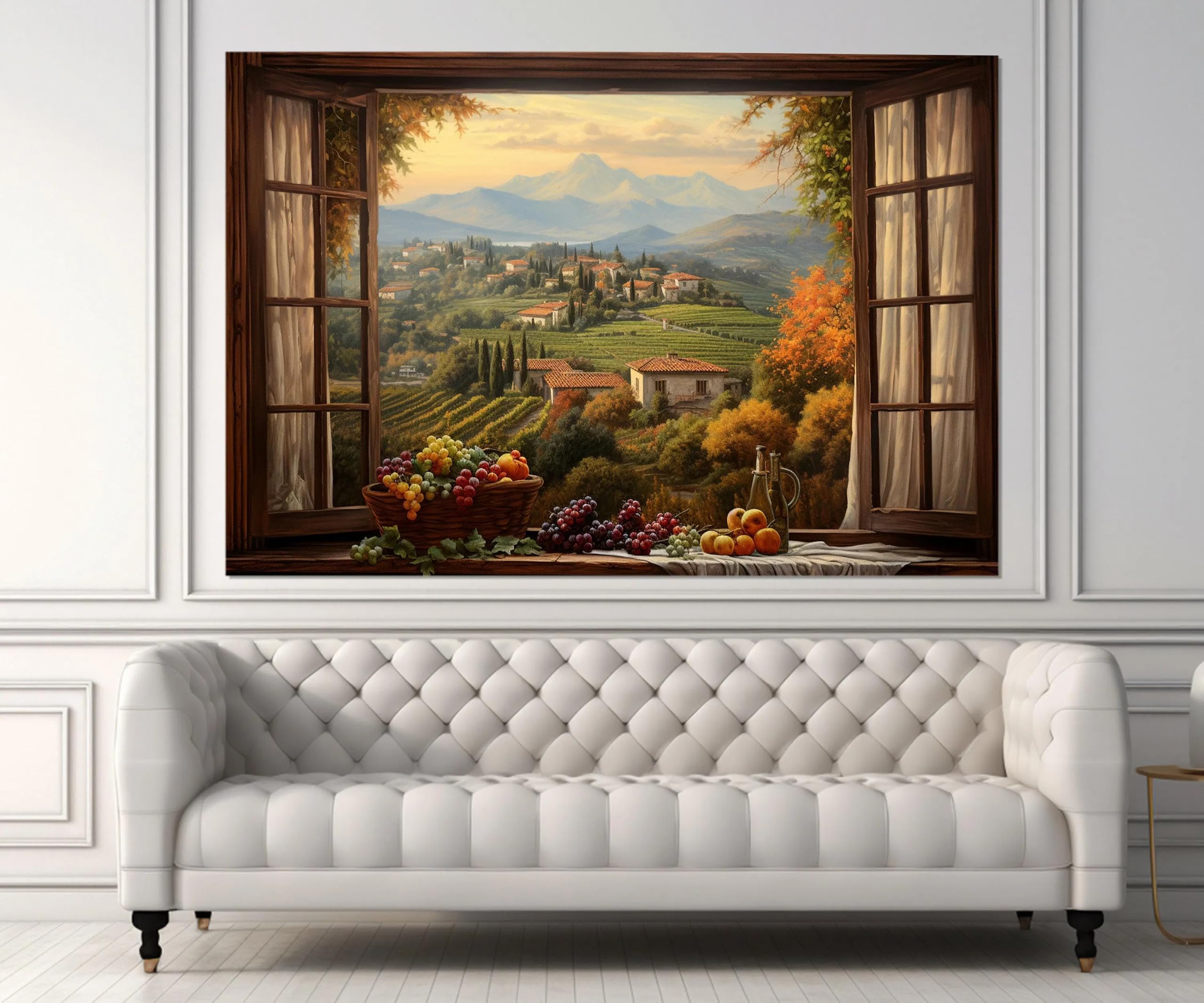 Decoración del hogar con lienzo con vista a la Toscana póster de paisaje natural grande