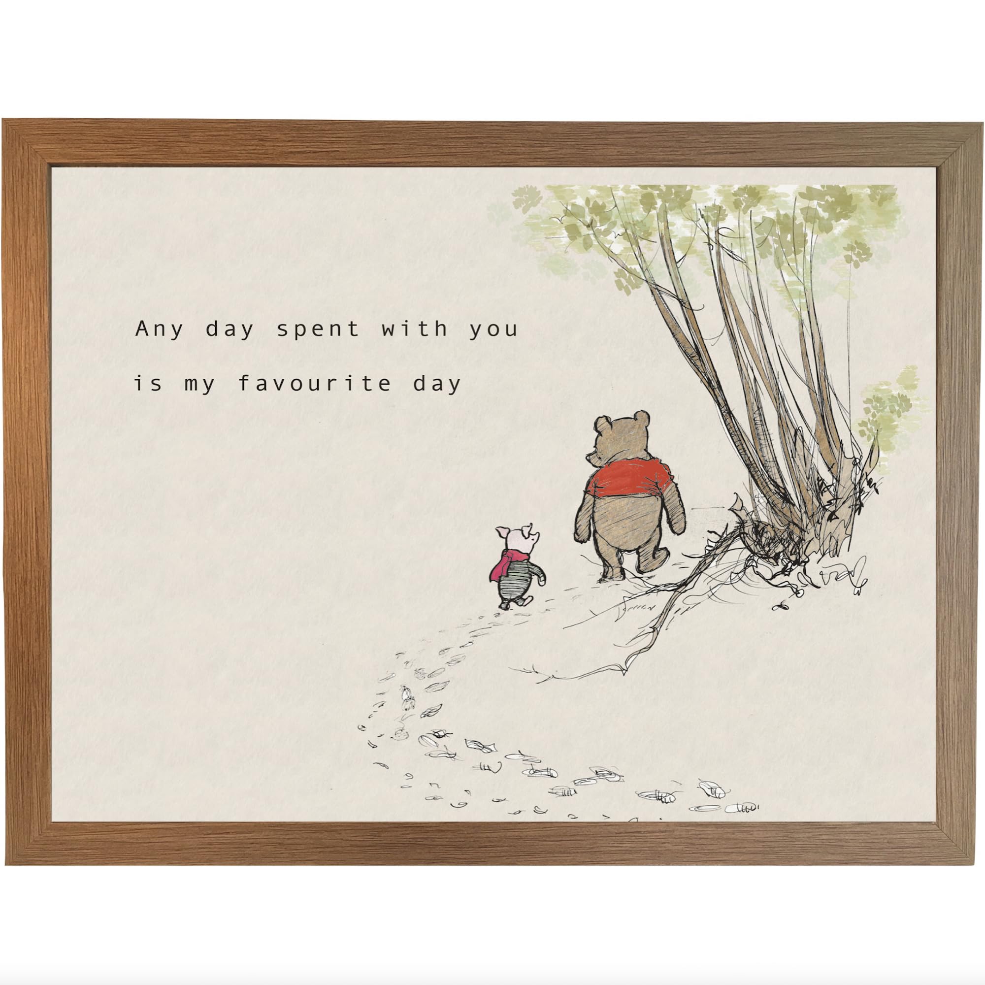 Trove Homewares Multicolour Winnie The Pooh Lap Tray: My Favourite Day Quote, Pooh Bear Lap Trays With Bean Bag Cushion, Friendship Gift Laptop Desk (Frame Choices X 4)