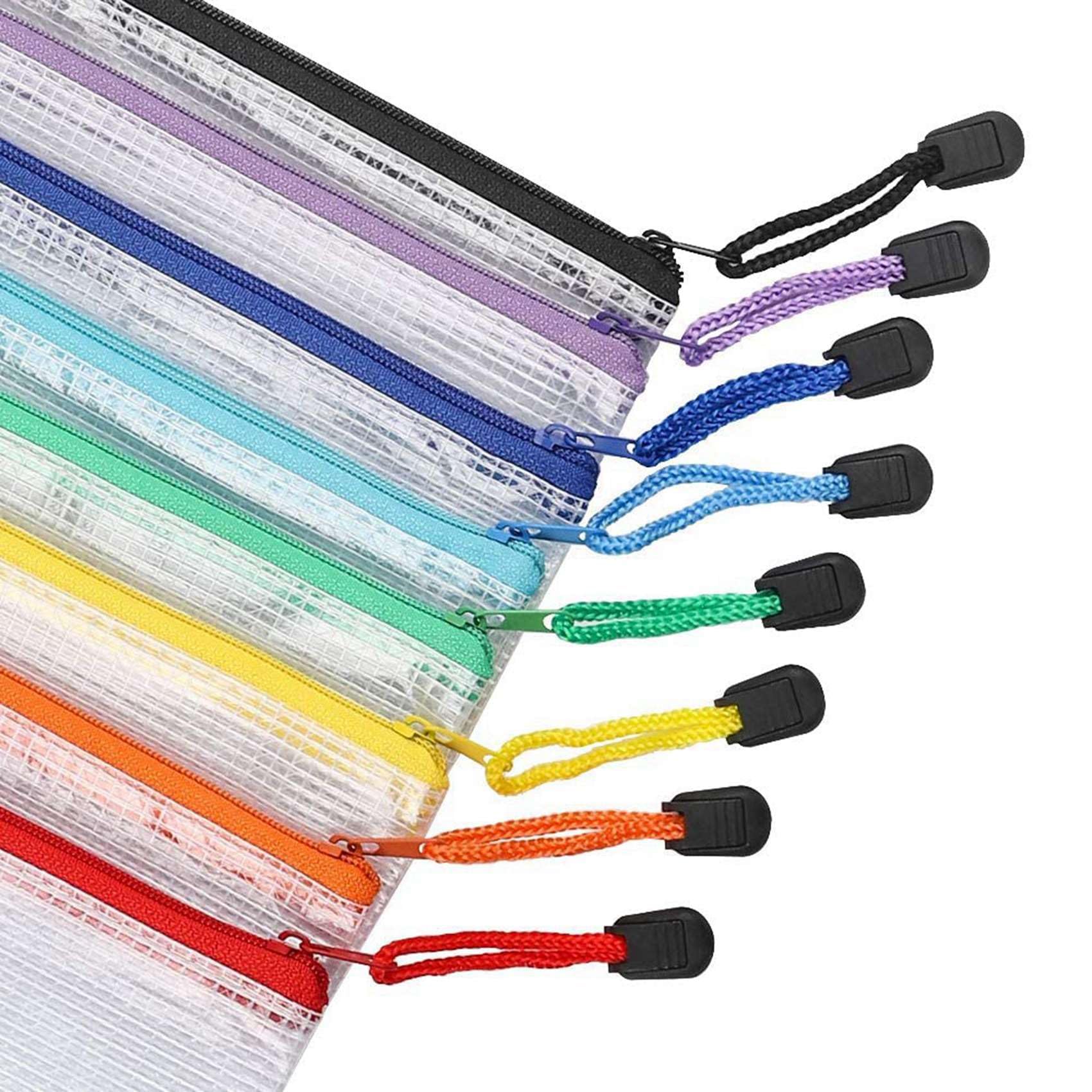 72PZ Borsa per Documenti con Cerniera nel Rete, Cartelle di File con Cerniera nel Plastica, Formato Lettera/Formato A4, per Forniture per Ufficio