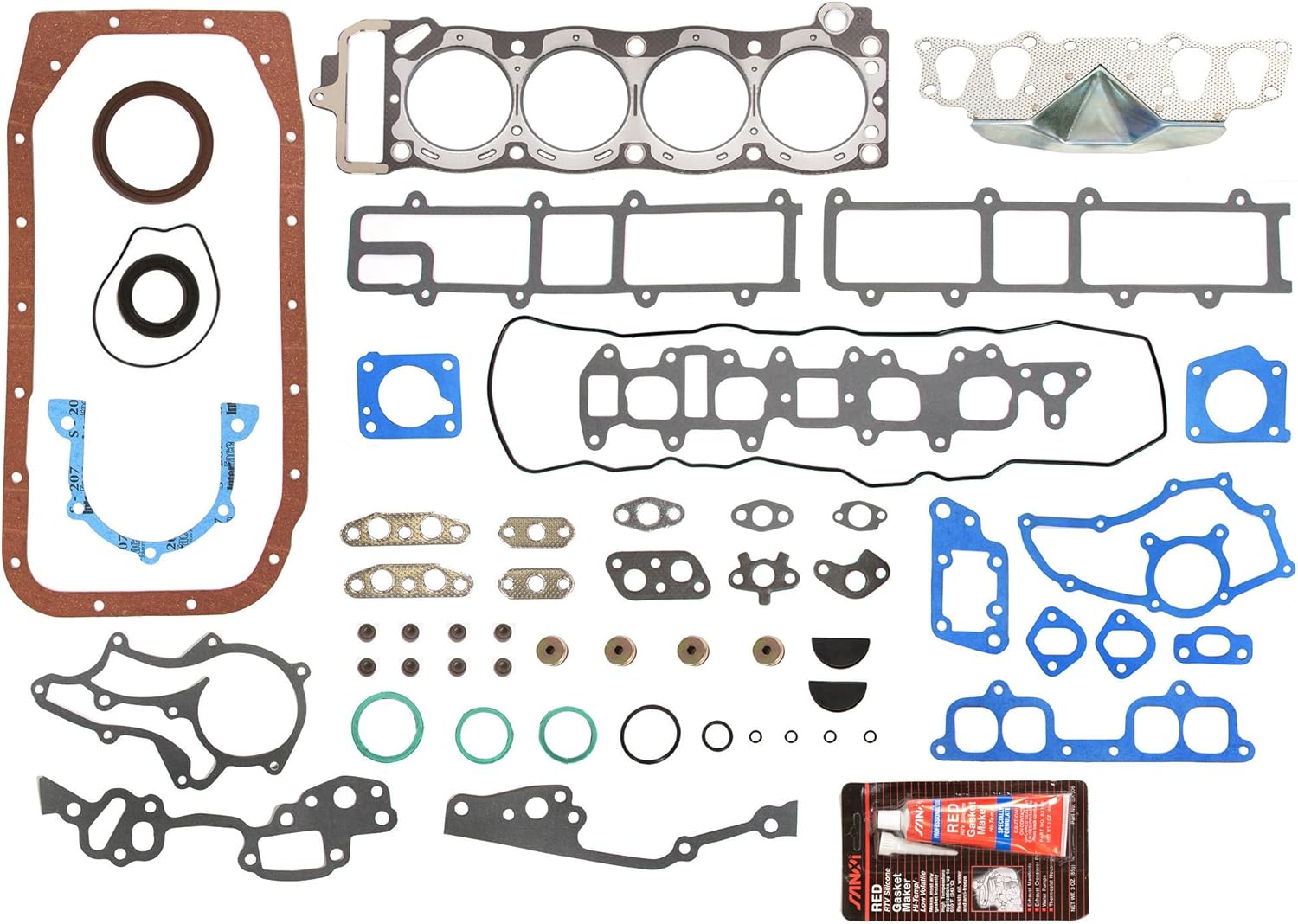 Evergreen Engine Rering Kit FSBRR2000 Compatible With 85-95 Toyota 4Runner Pickup Celica 22R 22RE 22REC Full Gasket Set, Standard Size Main Rod Bearings, 0.50mm / 0.020" Oversize Piston Rings