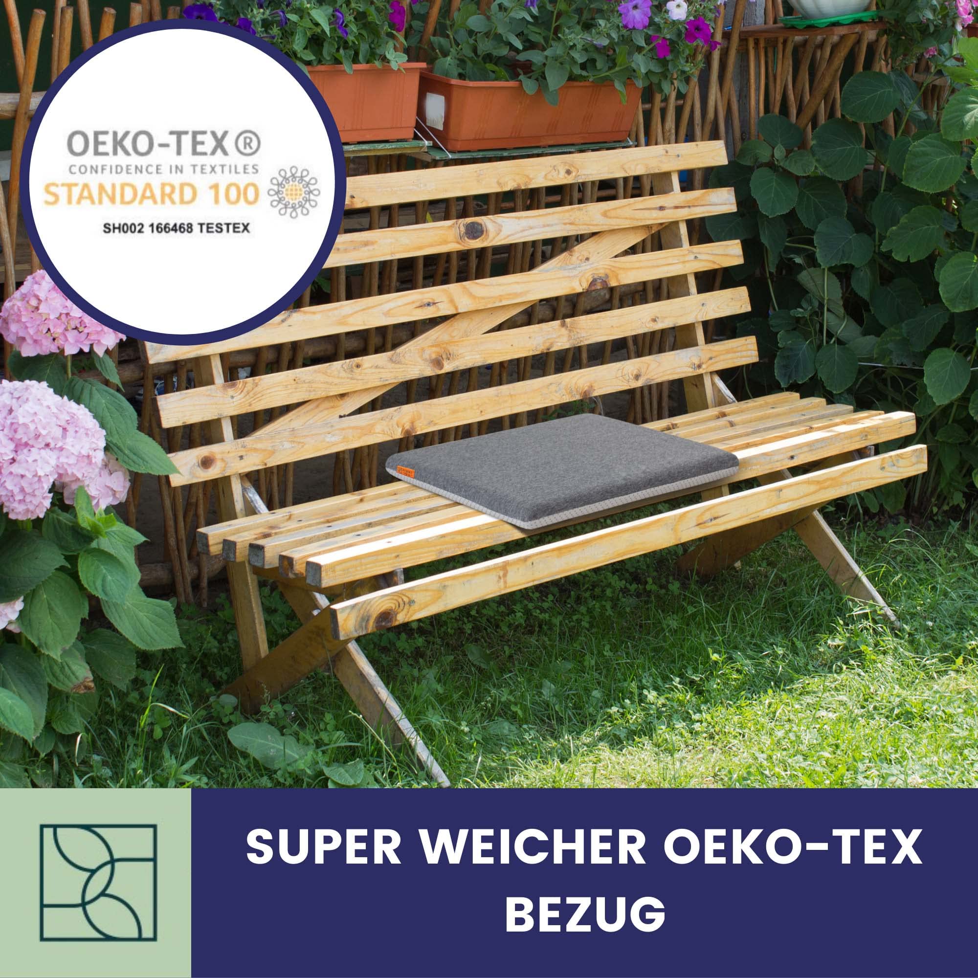 Sitzkissen Stuhl 40x40 cm 2er Set – bequem für Esszimmer, Küche & Büro | Bequemes Memory-Foam Stuhlkissen · für Esszimmer, Küche & Büro · auch Balkon & Garten · Bezug waschbar · OEKO-TEX