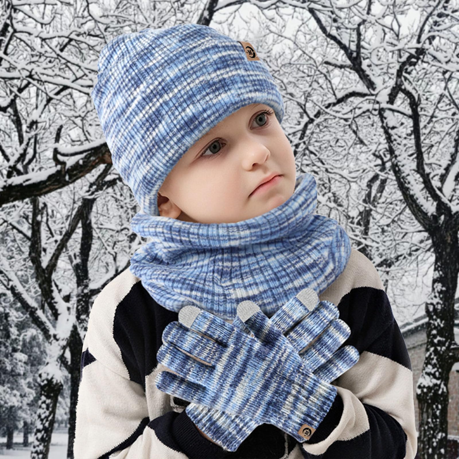 MARUKO Écharpe Bonnet Gants pour Enfants, Gants à Écran Tactile, Accessoires D'hiver, Cadeaux de Sport et D'extérieur