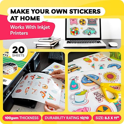 Miniatura 5 de Papel adhesivo - Papel adhesivo para impresora de inyección de tinta - Papel adhesivo de vinilo - Vinilo imprimible - Papel adhesivo de vinilo