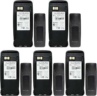 5 Pack PMNN4077C PMNN4066A 2600mAh Li-ion Battery Compatible for Motorola XPR6300 XPR6350 XPR6550 XPR6580 XPR6500 XPR6100 XPR6380 DP3400+Belt Clip