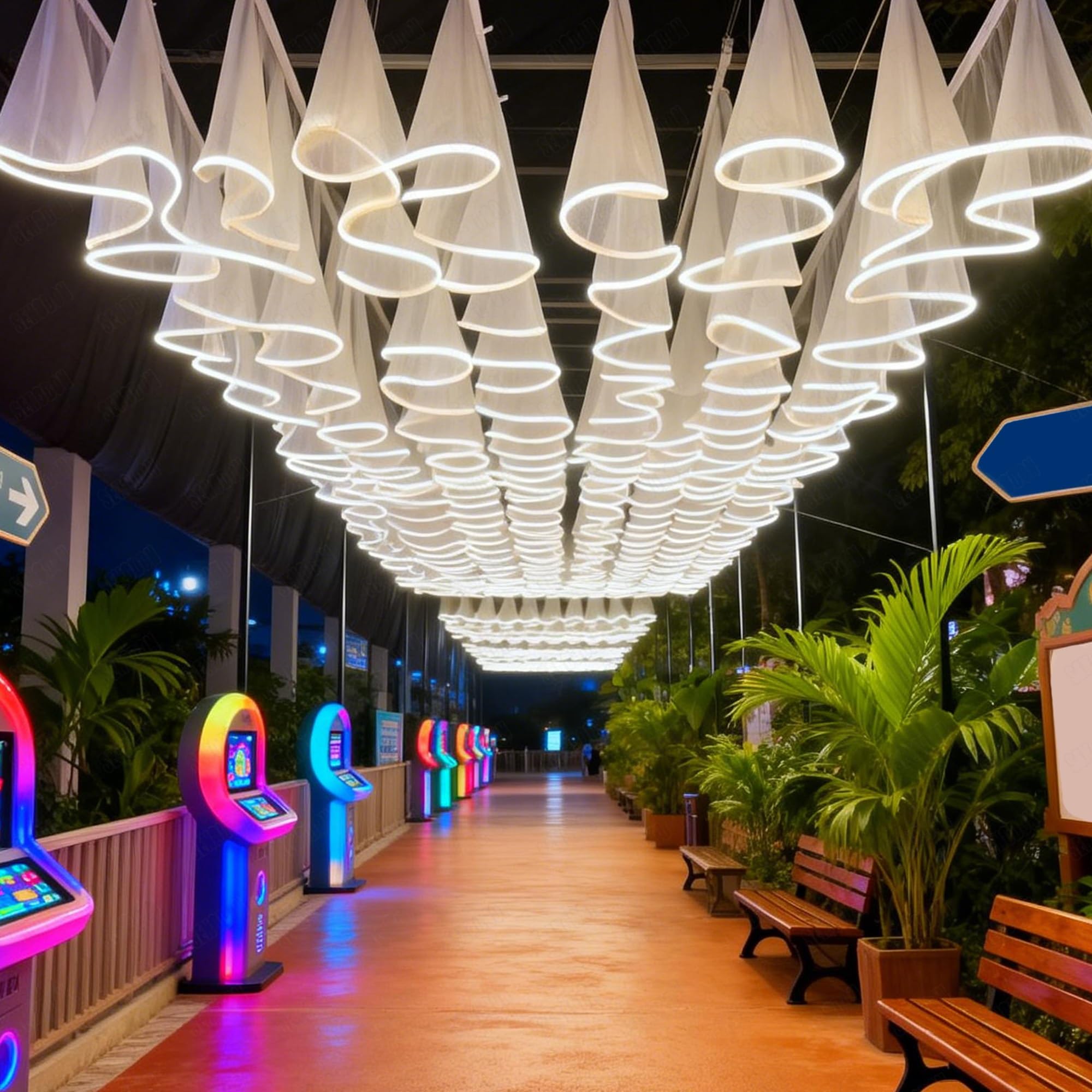 Wiederverwendbarer Deckenlichtstreifen, 50/100 m, 40–90 cm, Hochzeit, Geburtstag, Party-Dekoration(Long50M-Height50cm)