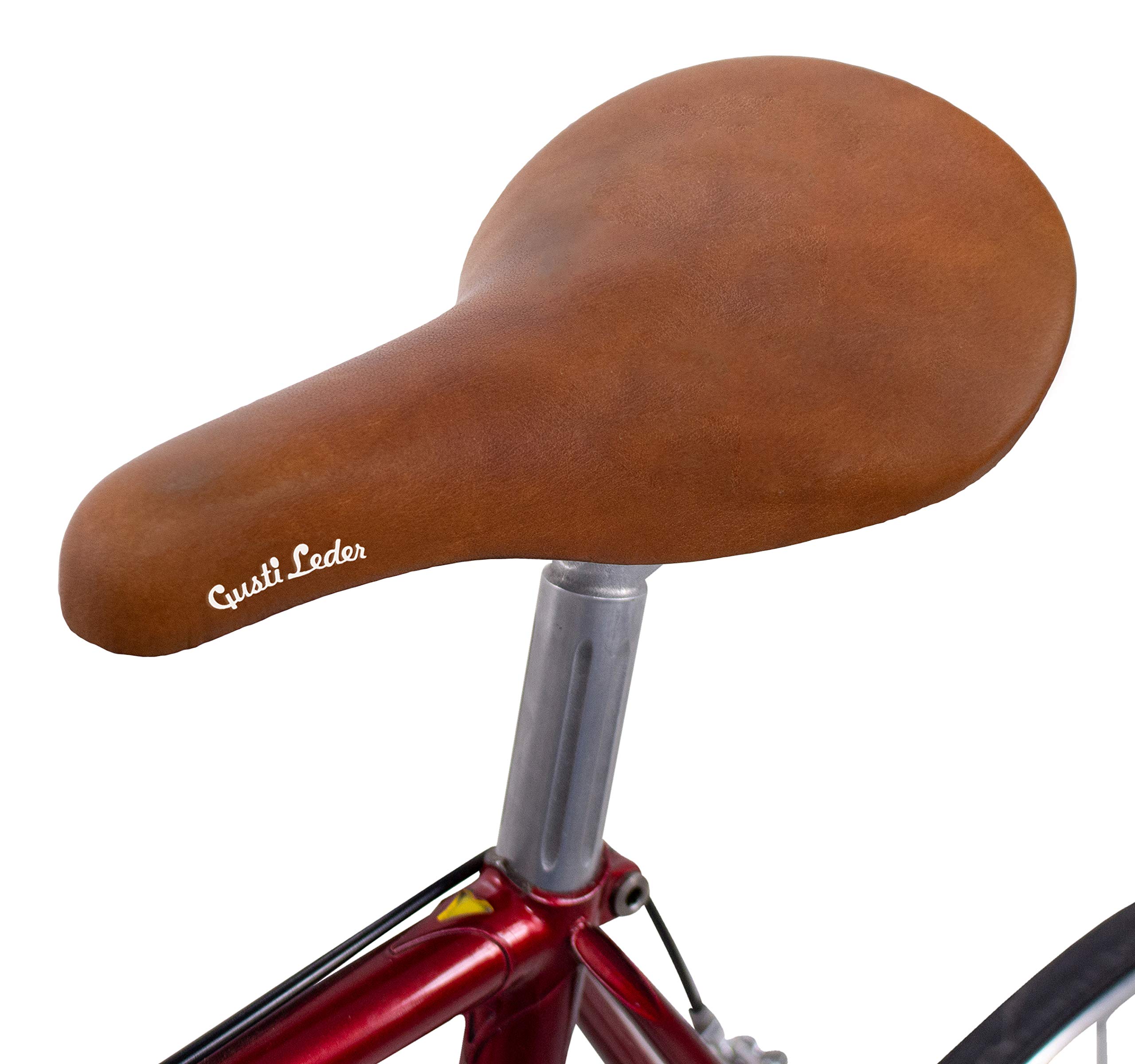 Gusti Sattel Echtes Leder - Sean Y. Leder Fahrradsattel Ledersattel Retro Design weich Sattel Cityrad Rennrad Trekkingrad