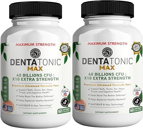 Miniatura 7 de Suplemento probiótico Denta Tonic Max, 40 mil millones de UFC, 60 cápsulas, apoya la salud oral y digestiva (5)