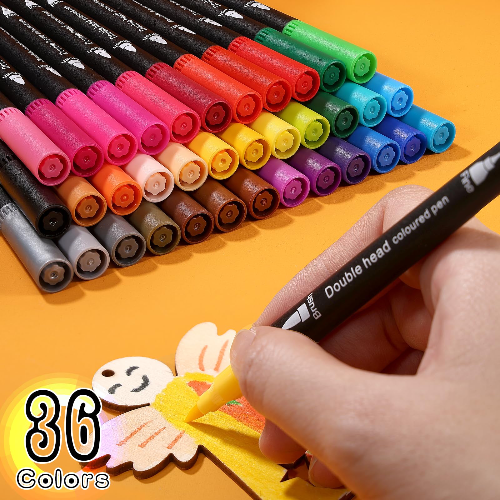Feutres Acrylique Zeawavsl 36 Couleurs - Pointe Pinceau 2mm Et Fine 0.4mm | Pour Calligraphie, Dessin