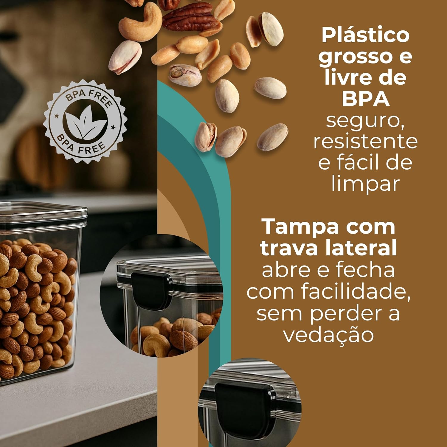 Kit 4 Potes Herméticos 1 Litro - Potes Organizador com Tampa para Alimentos, Pote Hermetico Empilhável, Organizadores para Armário e Cozinha, Mantimentos Kit 4 Potes Herméticos 1 Litro - Potes Organizador com Tampa para Alimentos, Pote Hermetico Empilhável, Organizadores para Armário e Cozinha, Mantimentos