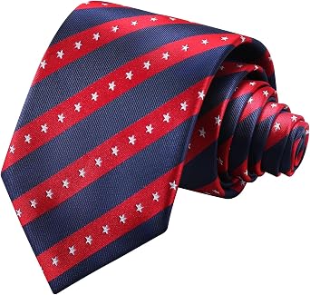 JUNMEISI Mens American Flag Ties 3.27" 8.3CM USA Flag Necktie For Men