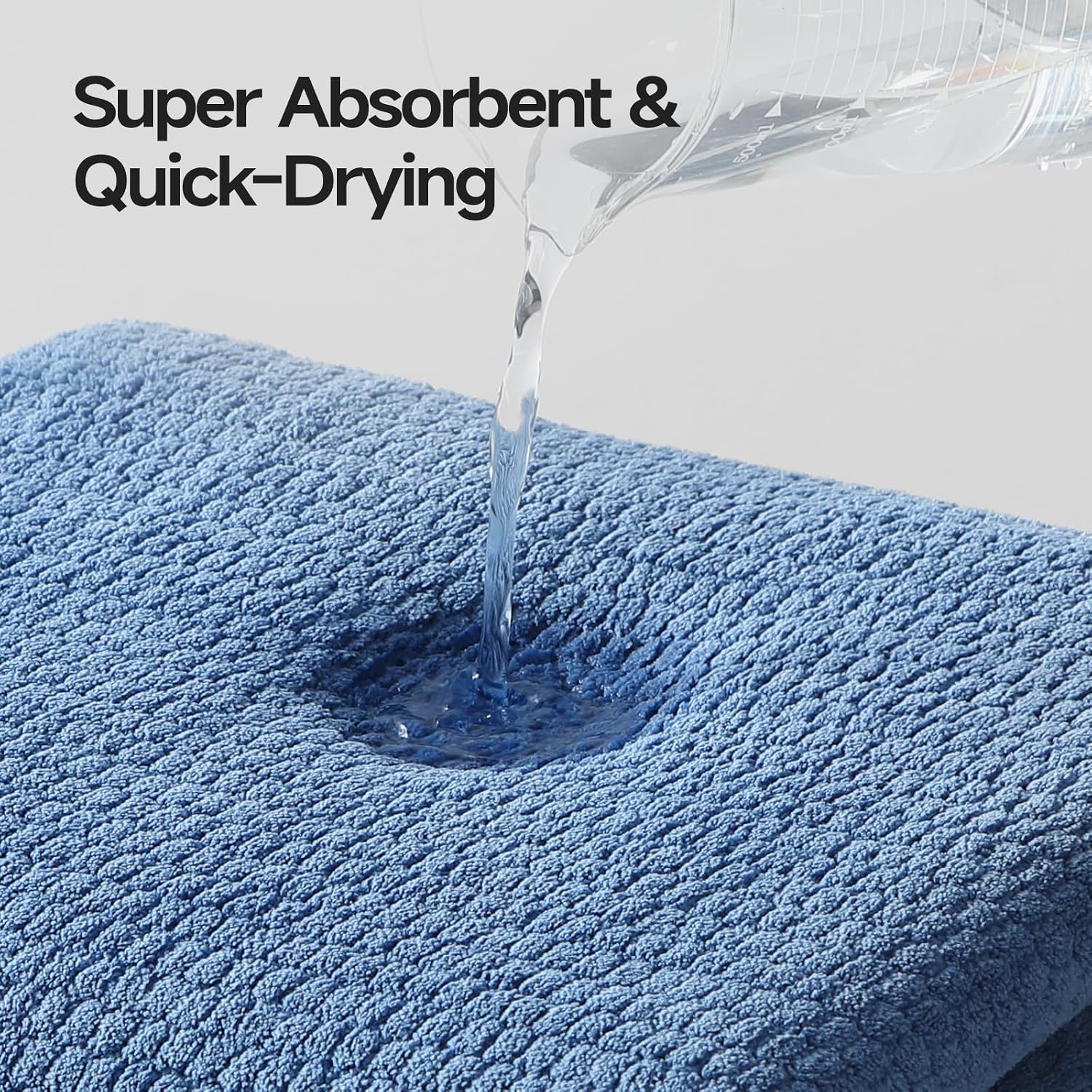 ecolook Microfiber Large Bath Towel Set of 6, Soft & Highly Absorbent, Blue | 2 Oversized 35x70 in Bath Towels, 2 Hand Towels & 2 Washcloths | Quick Dry, Low Lint for Bathroom, Spa, Gym, Hotel & Travel