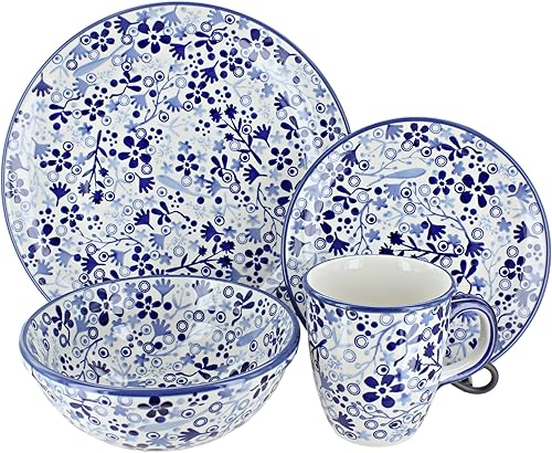 Miniatura 5 de Blue Rose Polish Pottery Scarlett Ivy - Juego de vajilla de 16 piezas