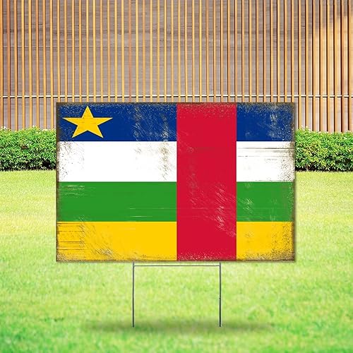 Miniatura 5 de Letrero de bandera patriótica de la República Centroafricana, letrero de jardín de plástico corrugado resistente a la intemperie, letrero de venta