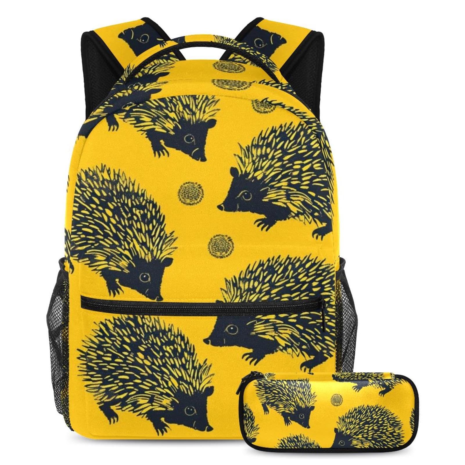 Sac à dos hérisson jaune modulable grand format avec pochette - 7