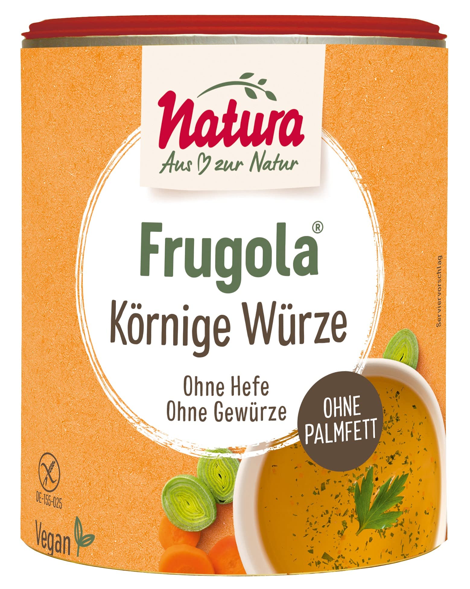 Frugola Körnige Würze - 100% natürlich, vegan, glutenfrei - ohne Hefe, Gewürze, Geschmacksverstärker, Zucker & Palmfett - Suppenwürze, Gemüsebrühe 500 g