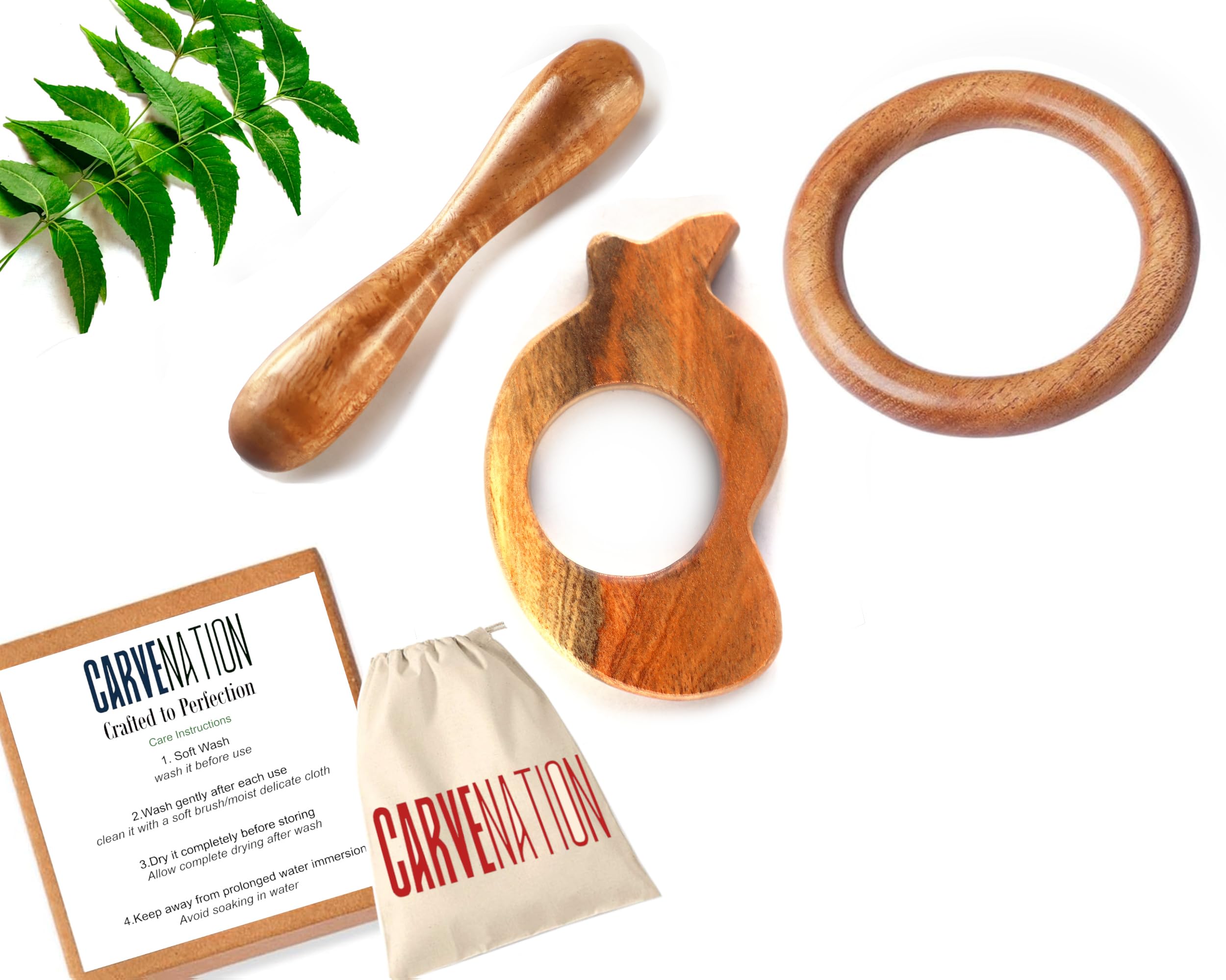 CarveNation® Neem Wood Teether | Tender Dumbbell Ring Shape Wooden Teether | Ayurvedic Beneficial Neem Baby Gum Soothers and Chew Rings | Beautiful Chewbies for Toddlers (Mango Ring Dumbbell)-image-39