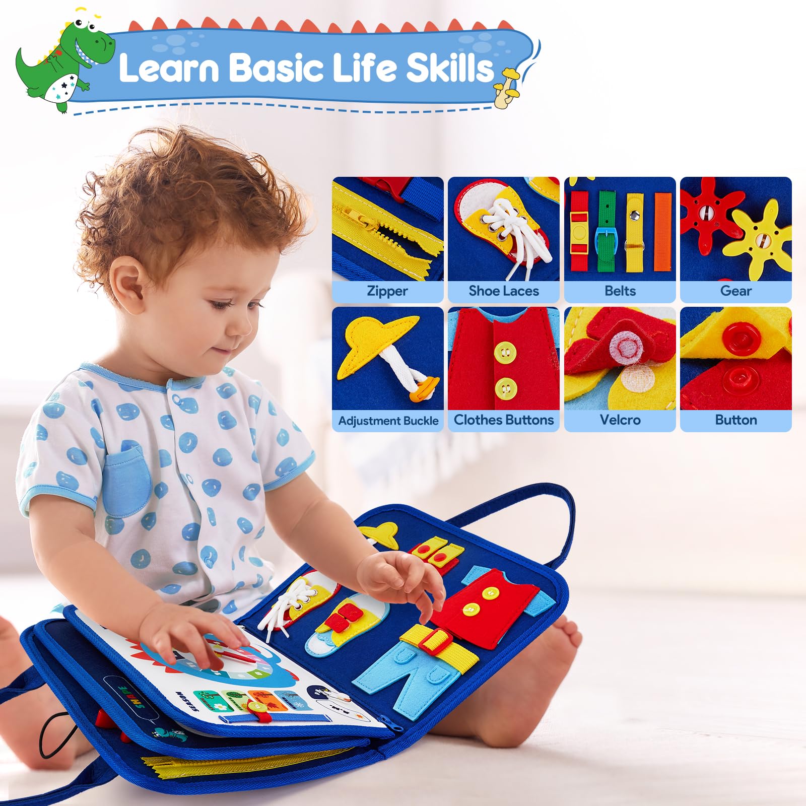 Tablero Interactivo De 4 Piezas Montessori, Juguetes Para El Desarrollo De Habilidades Motoras